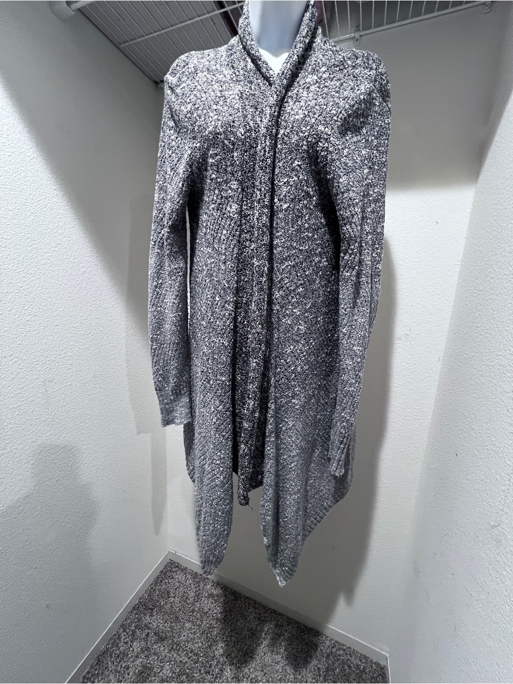 Simply Vera Vera Wang Gray Marled Draped Open Front Cardigan Knit Sweater L